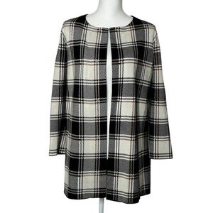 Ann Taylor Plaid Sweater Jacket Knit Open Front SZ Petite Medium